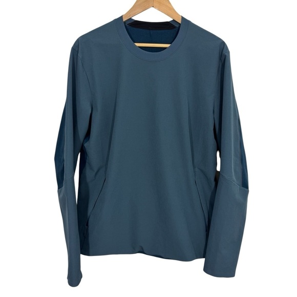lululemon athletica Other - Lululemon Warp Lite Long Sleeve Shirt Mens L Blue Crewneck Waterproof Jacket EUC